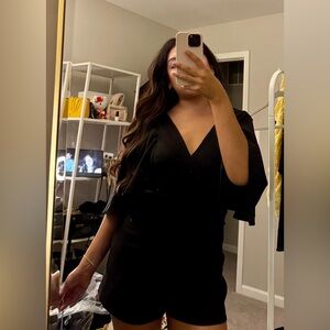 Elegant Black V-Neck Romper